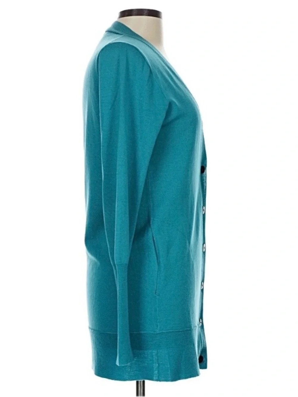 J. Crew VNTG 100% Merino Wool 2010 Teal V-Neck Button Cardigan Sweater